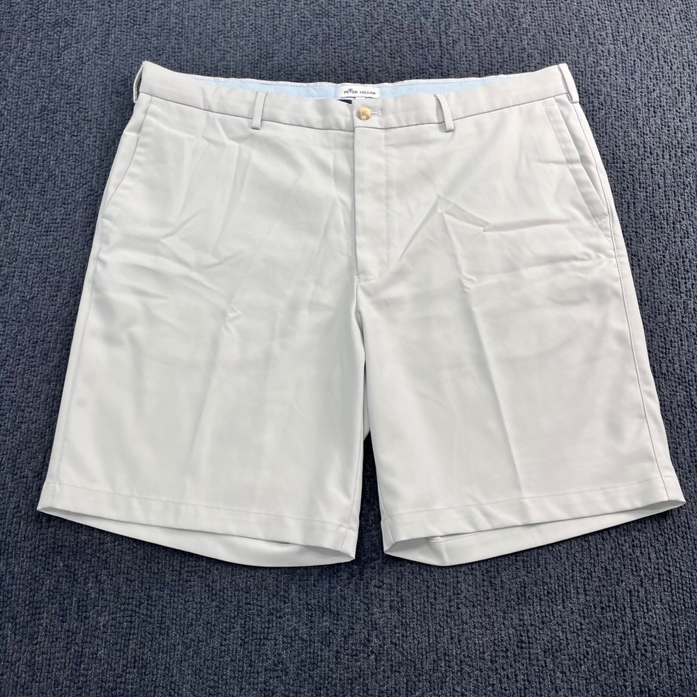 Peter Millar Mens Gray Performance Golf‎ Shorts Size 40 Flat Front Lightweight